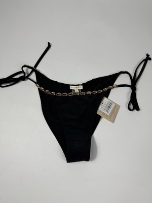 Moda Minx Bikinihose schwarz gold Muscheldetail seitlich zum Binden   Größe XL