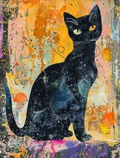 Black Cat #5 | A4 Mulberry Rice Paper | Paper for Decoupage | Craft Kreatively