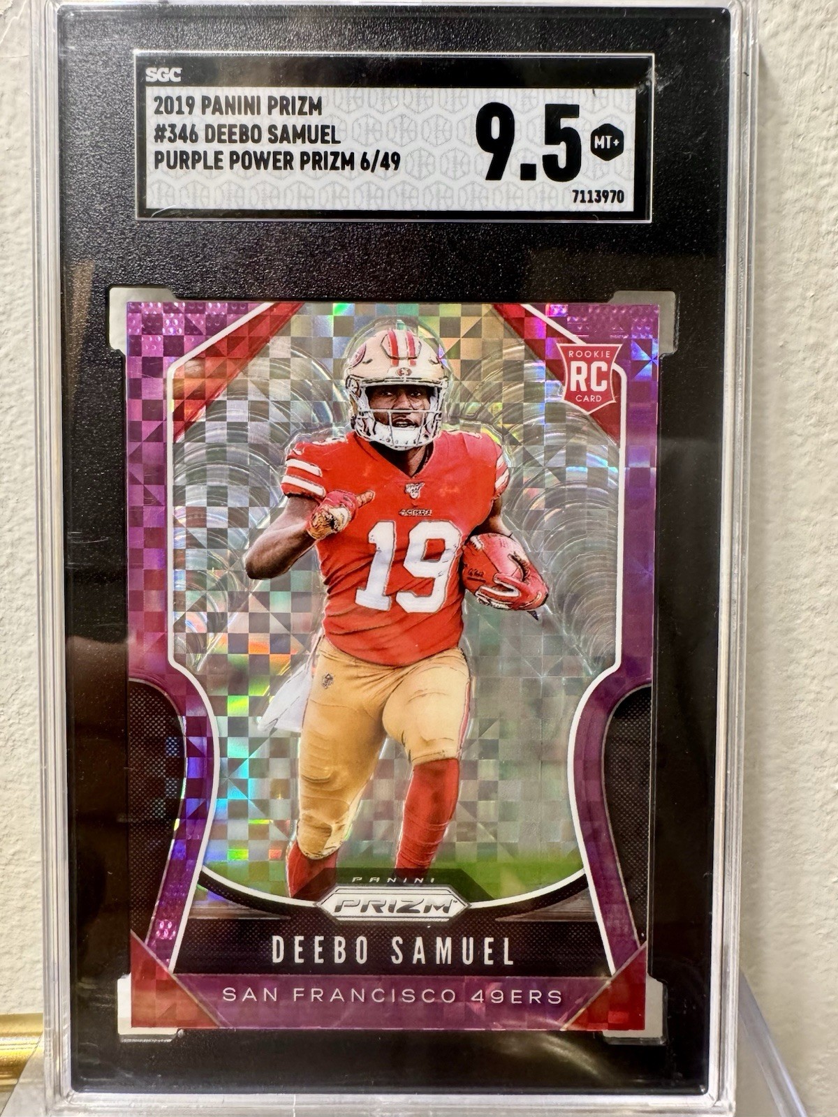 2019 Panini Prizm Deebo Samuel #346 Purple Power Prizm 6/49 RC SGC 9.5 49ers