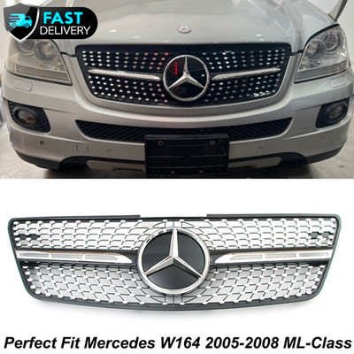 Front Grille Grill W/Emblem For Mercedes W164 ML320 ML350 ML500 ML550 2005-2008
