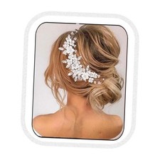 Silver Flower Bride Wedding Hair Vine Pearl Bridal Hair Piece Rhinestone Hair