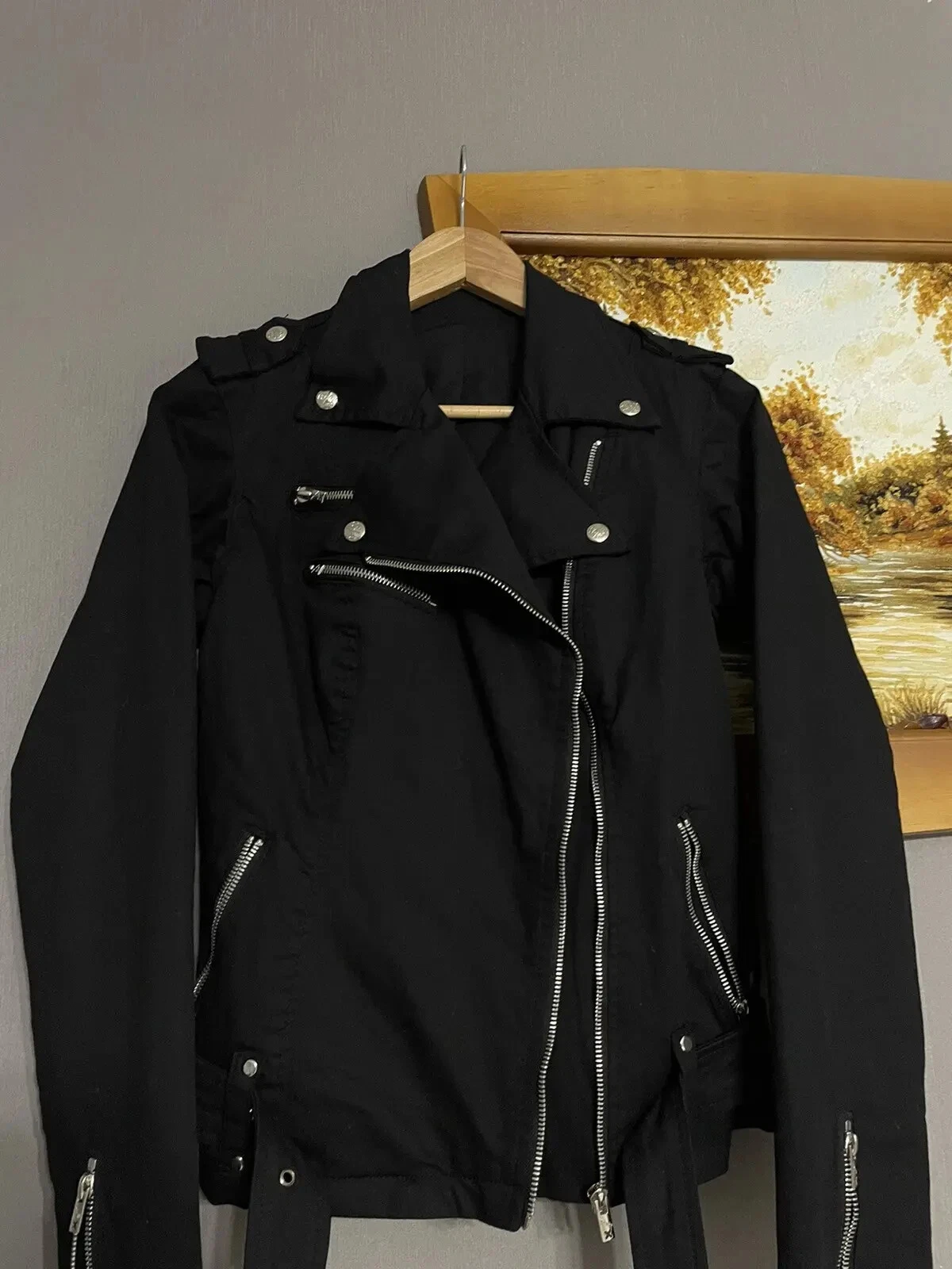 Giacca nera Tripp Nyc cotone biker stile Rick Owens Y2K gotico avant garde