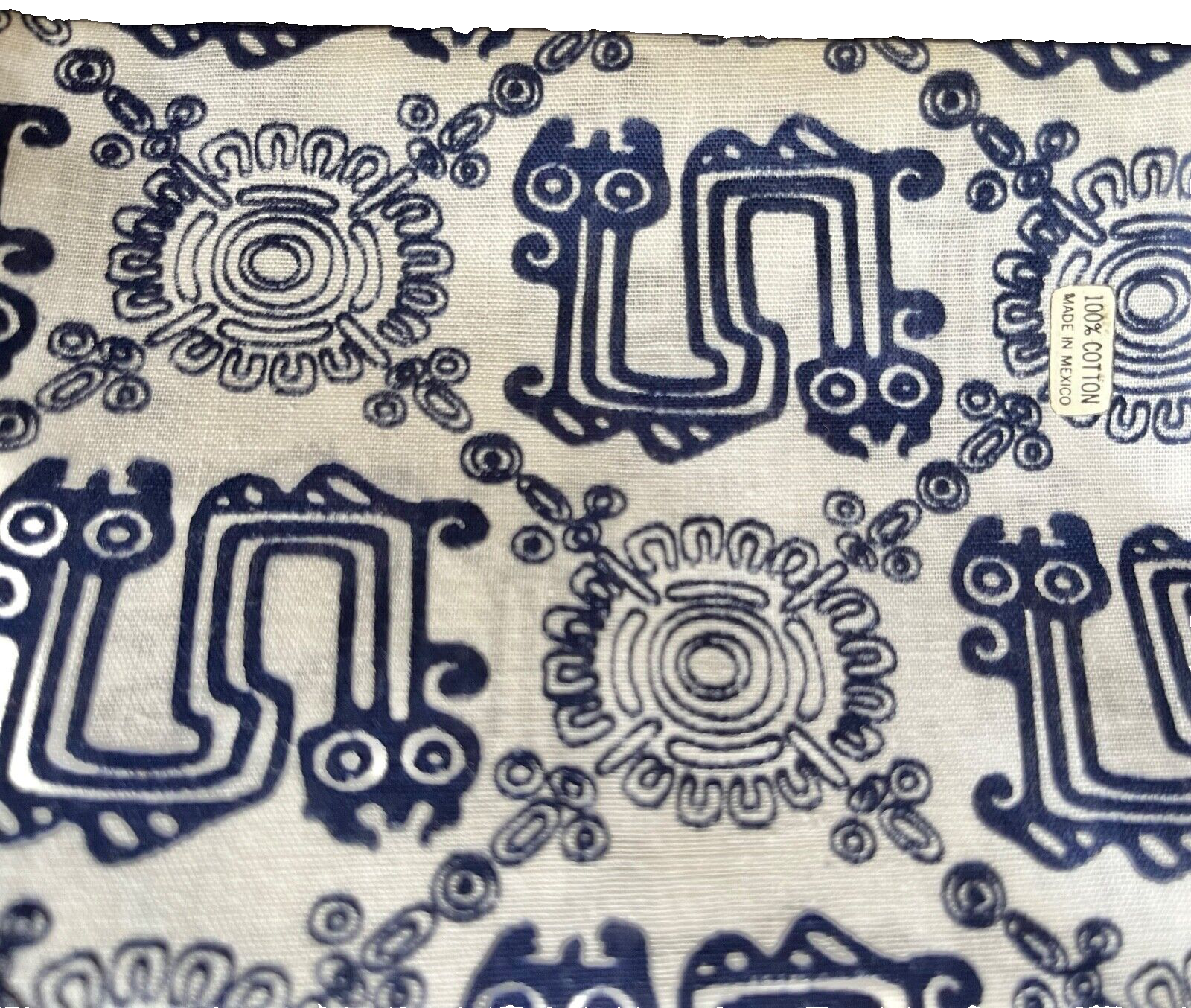 Aztec COATL Snake Sun Cotton Bandana 20x20 White Black Made in Mexico