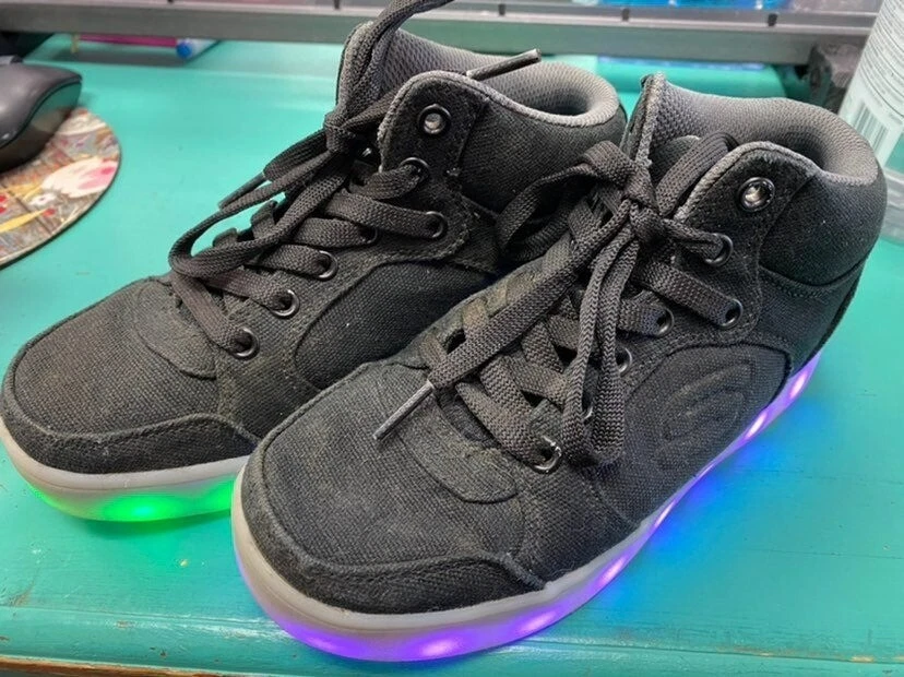 Size 1 Skechers energy lights black high tops kids light up | eBay