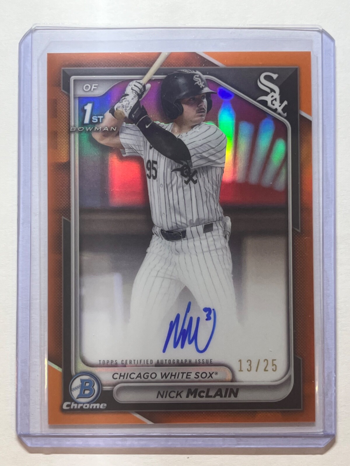 2024 Bowman Draft Chrome Nick McLain 1st Auto Orange /25 White Sox #CPA-NM