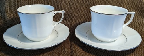 MIKASA Silver Moon - 2 - Cup and Saucer Sets COFFEE Tea - china Beautiful! - Picture 2 of 4