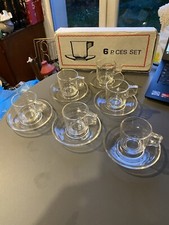 Lot set 6 Tasses soucoupes verre press� Caf� Espresso Italie Vintage bar