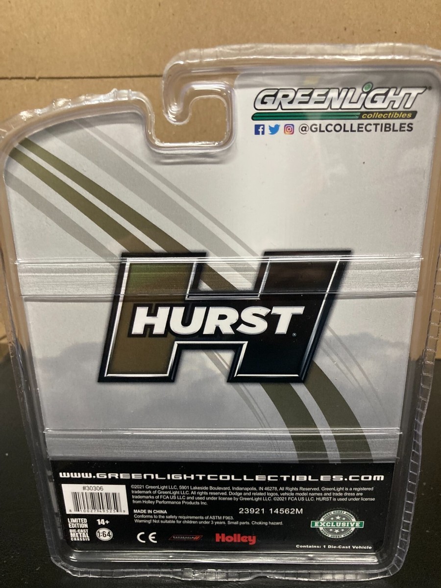 Greenlight 30306 Challenger R/T HEMI Blanco Con Rayas Doradas Hurst Performance Edition Hobby Exclusivo Modelo De Coche Fundido 1/64 - Foto 5