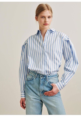 Toteme Bule Striped Shirt Single Breasted Long Sleeve Shirt for Women Tops
