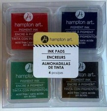 NEW Hampton Art INK PADS 4 Colors Red Blue Green Black Stamps Sponge Dye Art