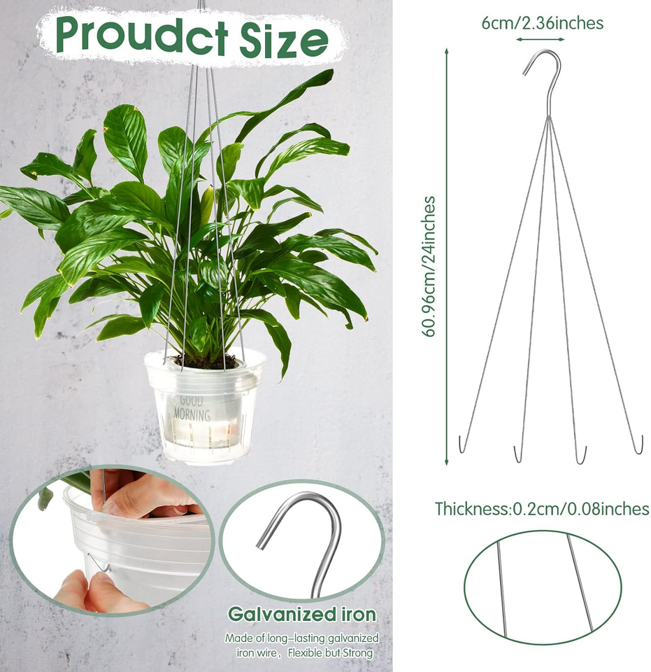 10 Pack 24 Inches Strong Wire Plant Hangers for Hanging Baskets 4