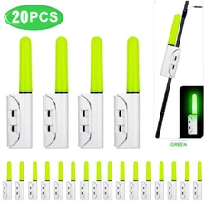 20Pcs Green Fishing Glow Sticks LED Fishing Pole Light Night Waterproof Rod