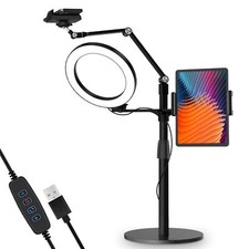 3in1 Selfie Desktop Live Stand Height Adjustable/overhead 8" Led Ring Light Comp