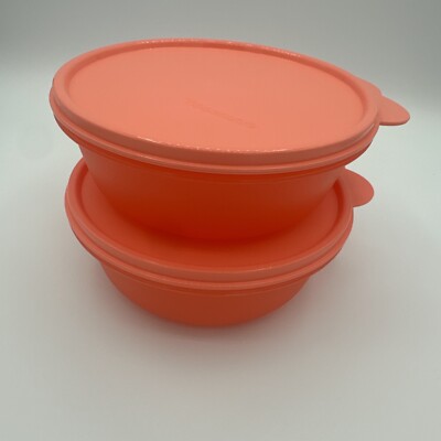 Tupperware Modular Round Containers 2.5 cup / 600ml Set of 2- Orange
