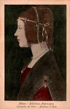 Milano, Biblioteca Ambrosiana, Leonardo da Vinci, Beatrice d'Este, Mont Postcard