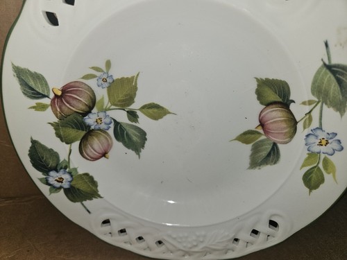 Brunelli Plate Italy Figs Flowers Reticulated Dinner Dish White Green   - Picture 4 of 4