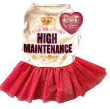 "I Can Be A Little High Maintenance" Crown, Glitter Skirt Puppy/Dog Dress, XS