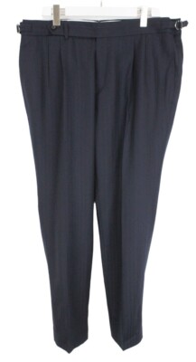 Suitsupply Braddon Hose Herren UK 50S/W43 Wolle Nadelstreifen Zip Fly Blau
