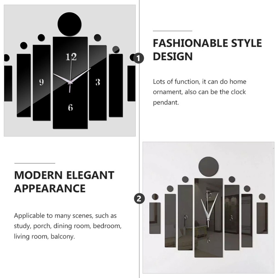 Vinyl Wall Decals Mirror Tile Stickers Diy Wall Clock Living Room eBay