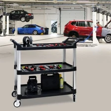 Three-Layer Thickened Plastic Mobile Tool Cart with PP Panel and Brake Wheels