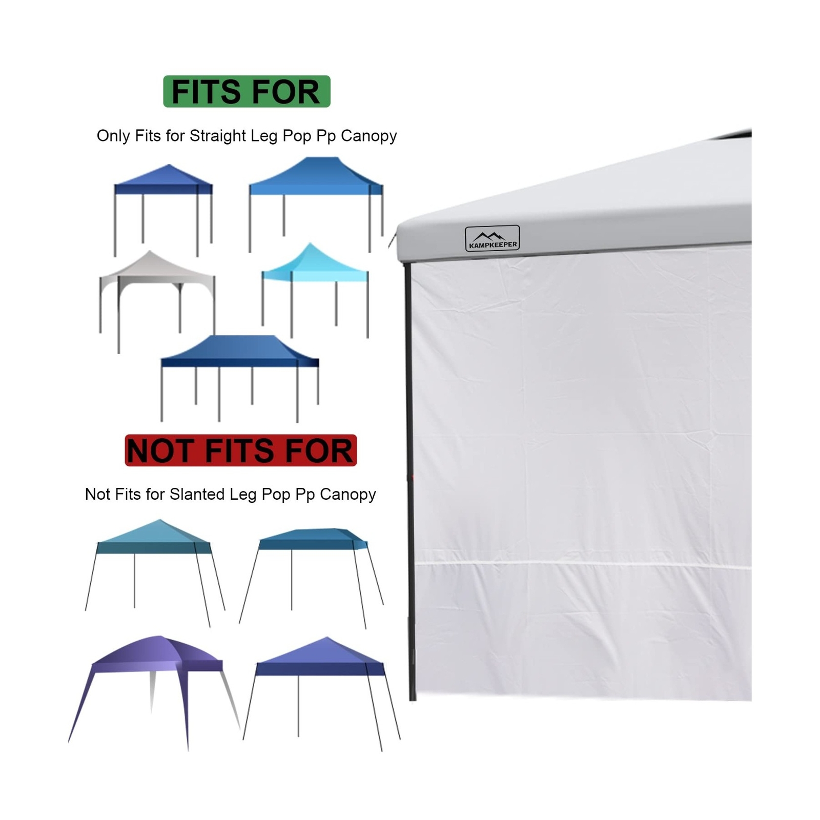 KAMPKEEPER Instant 10X10 Canopy Sidewalls with Zipper for Pop Up Canopy Frame...