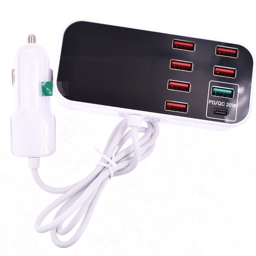 Chargeur de voiture rapide A9S 8 ports multi USB écran LCD 12 V téléphone concentrateur USB A3GS - Photo 17 sur 18