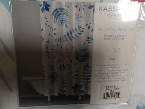 KASSATEX "BLÄTTER" 1 STÜCK DUSCHVORHANG BLAU/WEISS STOFF 72x72 ~neu in OVP~WUNDERSCHÖN - Bild 2 von 4