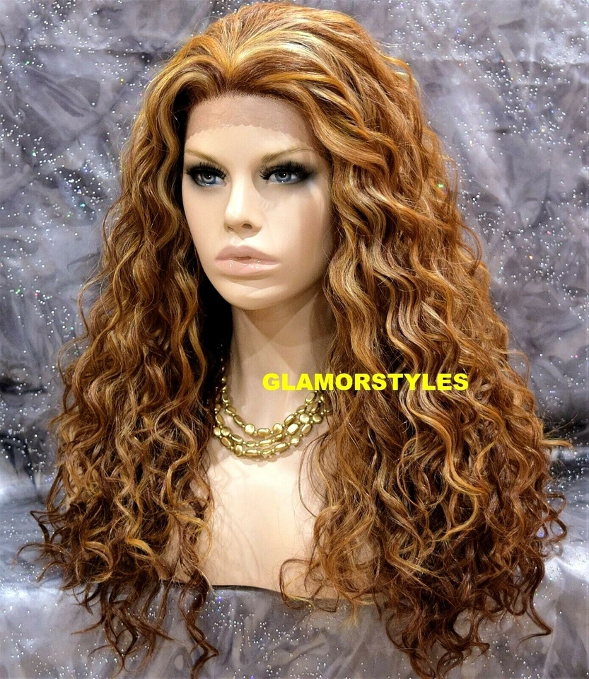 PERUCA COMPLETA FRENTE DE RENDA LONGA CAMADA ENCARACOLADA ABURN MORANGO LOIRO MIX CALOR OK NOVA COM ETIQUETAS - Imagem 2 de 4