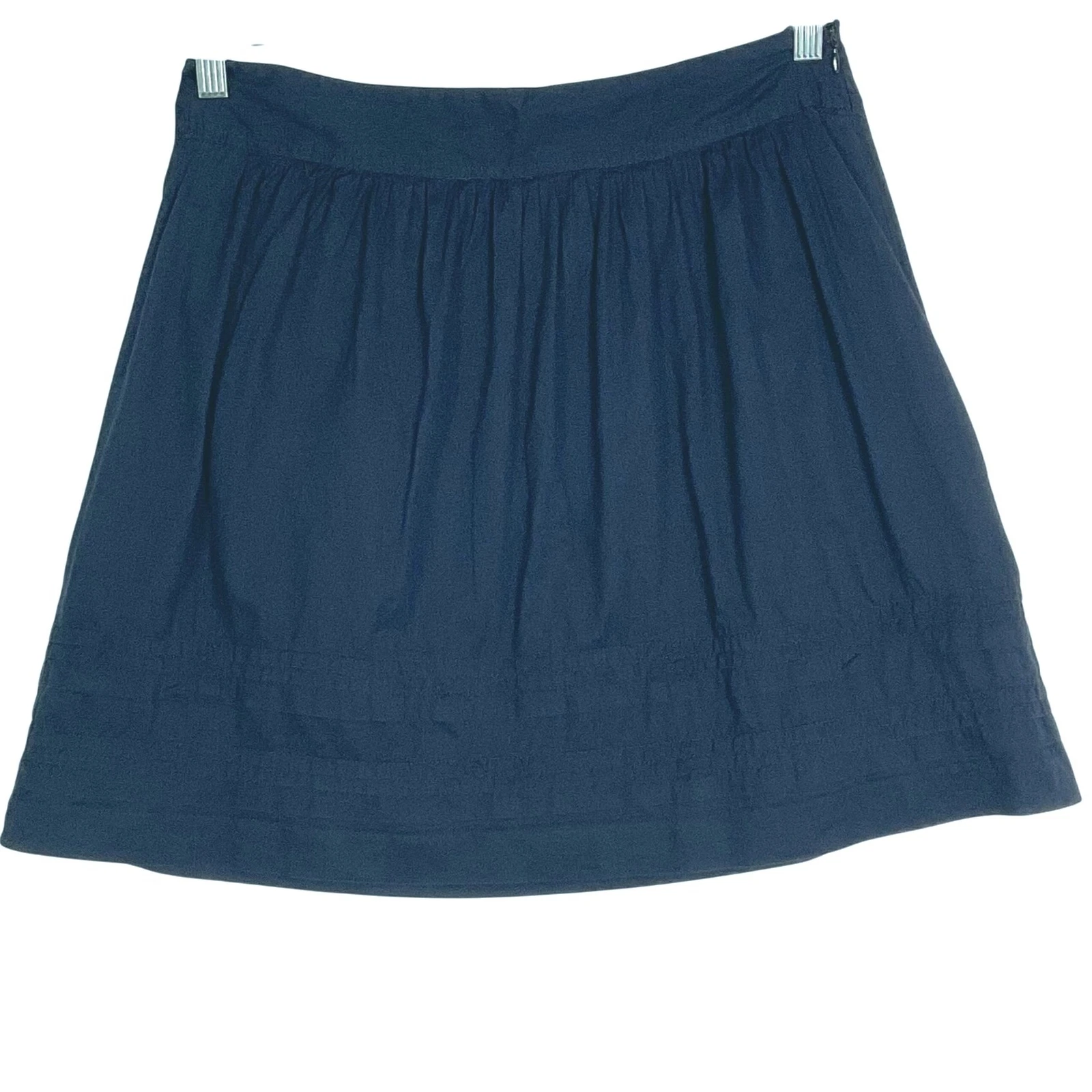 LOFT Navy Blue Pintuck Hem Skirt, size 4, Lined, 100% cotton