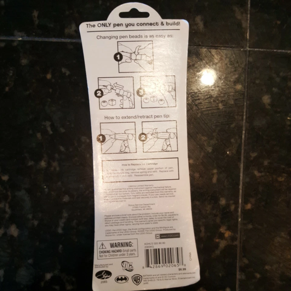 Lego Batman Pluma El Guasón 2065 Lápiz Juguete y Juego - NUEVO Y SELLADO - MUY RARO Foto 3 de 4