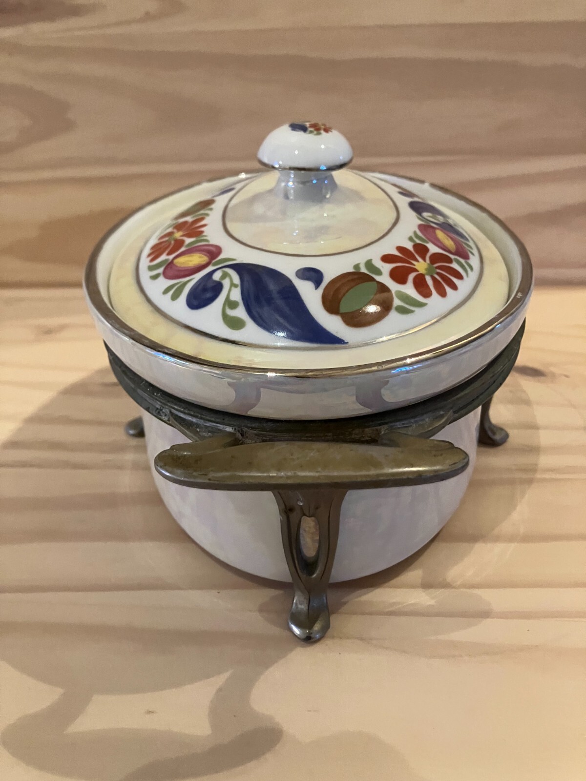 Vtg Royal Rochester Fraunfelter Luster Baking Casserole Dish with Silver  Stand