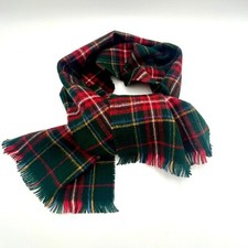 Lochcarron Glen Stewart Green Tartan Wool Scarf, King George VI Tartan, Made in