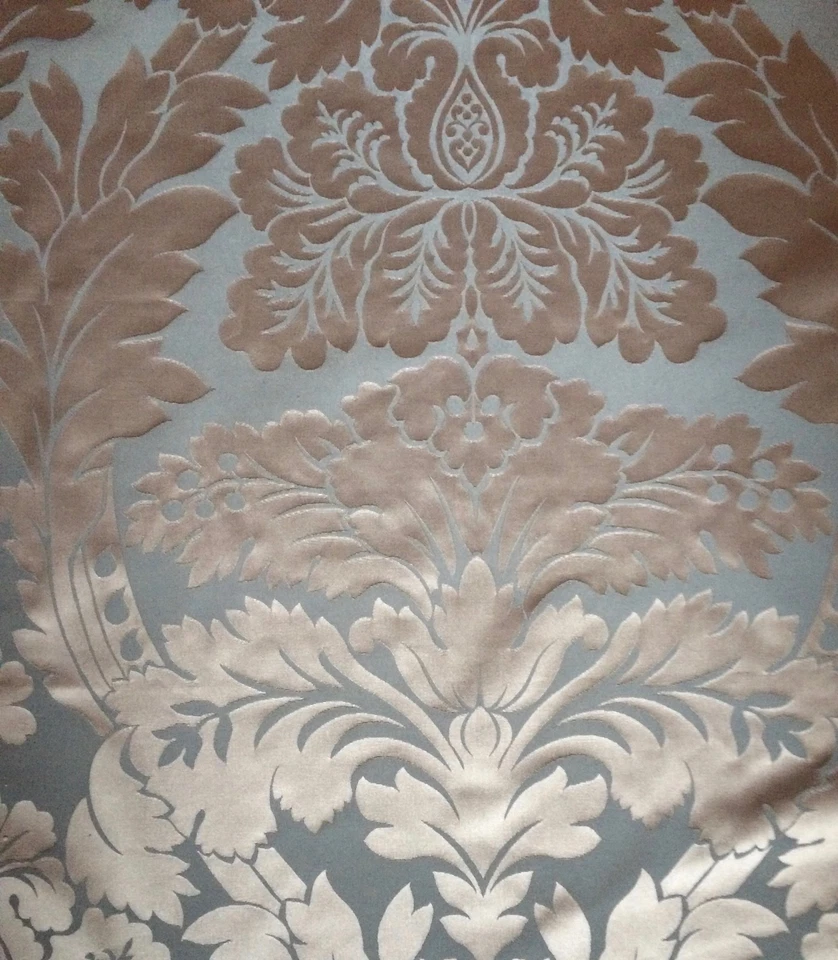 DESIGNERS GUILD/LORCA Large Scale Silk Damask steel blue silvery taupe  2+ yds  - Image 3 of 4