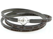 BRACCIALE IN PELLE MARRONE AMEN COLLECTION CON PREGHIERA AVE MARIA IN SARDO