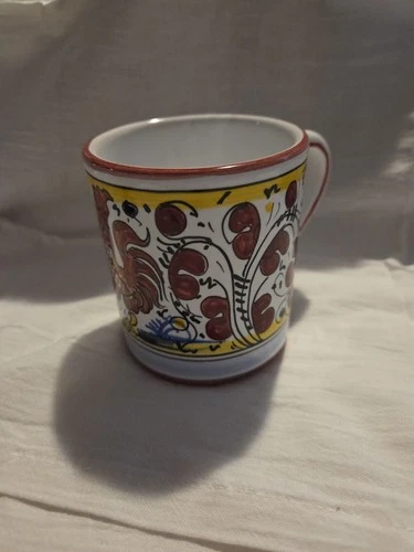 FIMA Deruta Italian Hand Painted Rooster Ceramic Mug ORVIETO Vintage Cup