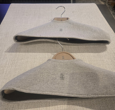 Brunello Cucinelli 15'' Luxury Suit Jacket Hangers w/ Shoulder Covers Pair