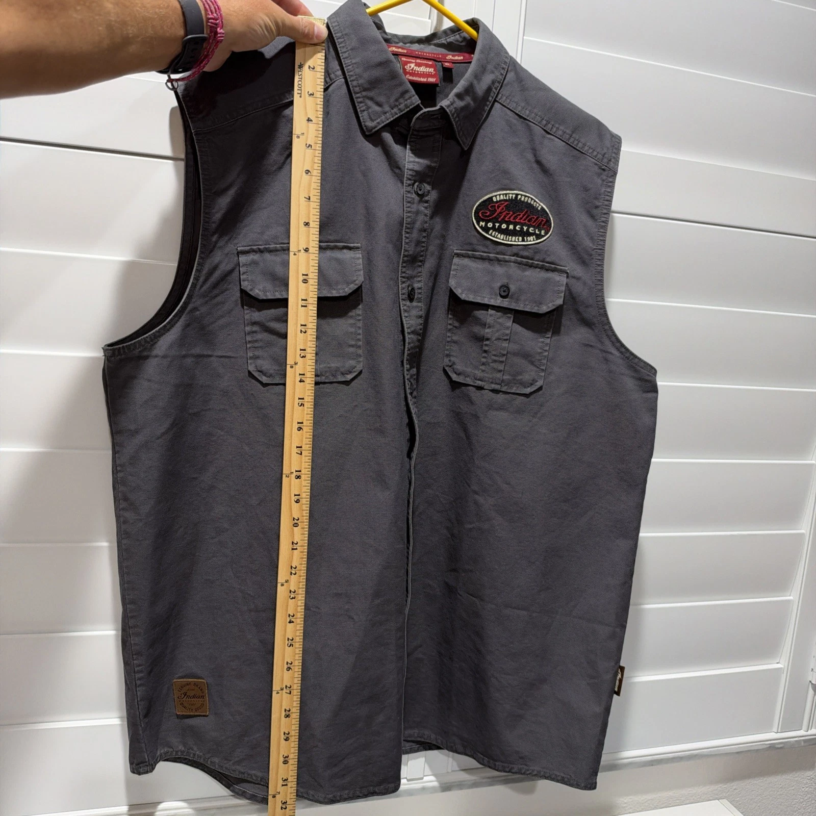 Indian Motorcycle Men's Gray Button Front Vest XL Embroidered Official Licensed - product detail image 9