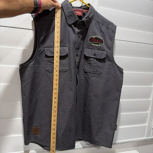 Indian Motorcycle Men's Gray Button Front Vest XL Embroidered Official Licensed image 9