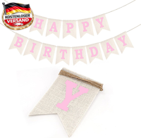 G2Plus Happy Birthday Girlande Leinen: Weiß Geburtstagsbanner Mit Blau Happy Bir