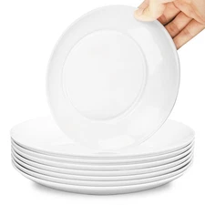 Melamine Dinner Plates Set - 8 Pcs Break-Resistant White Melamine Salad Plate...