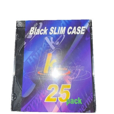 K Hypermedia Black Slim CD Cases, 25 Pack, Factory Sealed-Pack of 25