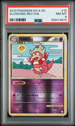 2010 POKEMON HEARTGOLD & SOULSILVER #12 SLOWKING-REVERSE FOIL PSA 8