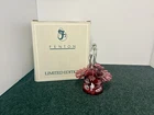 1996 Fenton Hand Painted Swan in Pond Cranberry Basket With Twisted Handle w/BOX