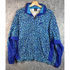 Vintage 90s Nike Abstract Print Windbreaker Blue Large Full Zip Oversized