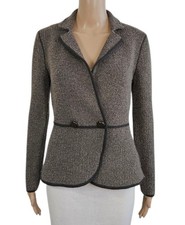 ARMANI COLLEZIONI Brown Metallic Wool Blend Button Front Blazer Jacket S