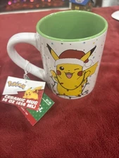 NWT Pokémon Pikachu Holiday Christmas Lights Santa Coffee Mug Tea Cup 14oz