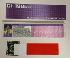 Transformers G1-1986 v2 Technical Specification Cards Laminated Tech Specs Repro