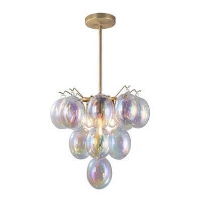 Artcraft Globo 5 Light Down Chandelier, Brass/Iridescent - AC11992LU