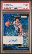 2024 Panini Prizm Rookie Signatures Jared Mccain Blue Shimmer /25 PSA 9