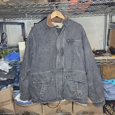 High Noon Vintage Denim Work Jacket Sherpa Lined Gray Size L Chore Barn